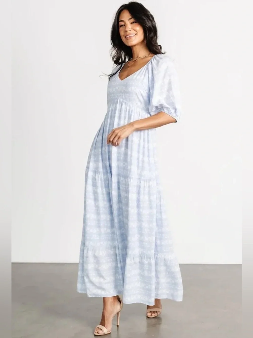 Baltic Born Adalee Dress Light Blue White Floral Size Small NWT New